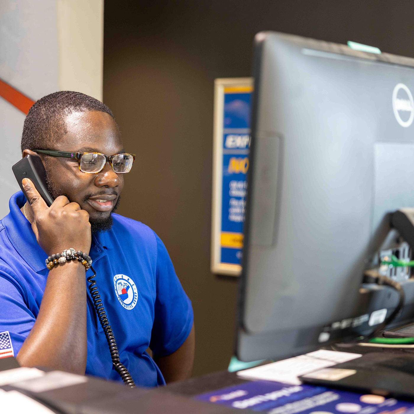Employee on a phone call